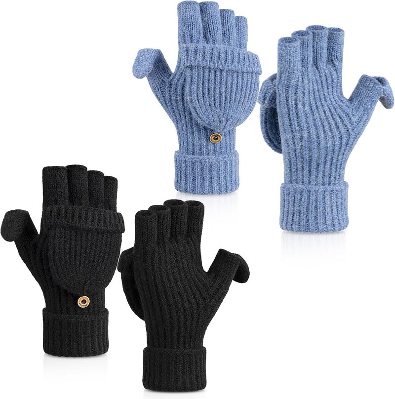 Cierto Winter Gloves for Women & Men | Convertible Fingerless Gloves for Cold Weather,Womens Warm Knit Mittens… - Image 1